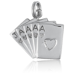 It's Charming Sterling Silver 5 Playing Cards Charm