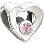 Chamilia Heart Pink CZ Bead