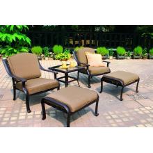 Darlee Ten Star Cast Aluminum Outdoor Patio Club Chair & Ottoman Set With Cushions - Antique Bronze