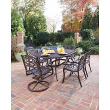 Home Styles Biscayne Outdoor Patio Dining Set With Swivel And Non-swivel Chairs - Rust Brown Finish