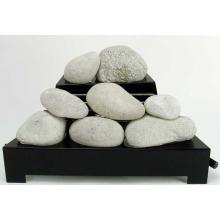 Rasmussen 20 Inch White ALTERNA Vent Free Natural Gas FireStones With Black Chassis And Variable Flame Remote