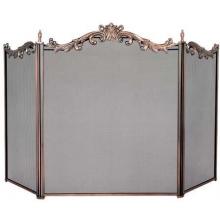 UniFlame 43 Inch Polished Iron Three Panel Bowed Fireplace Screen With Top Scroll Design