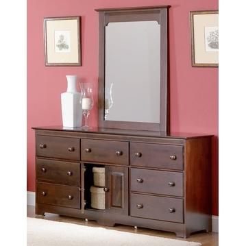 Atlantic Furniture Windsor 7 Drawer Dresser Antique Walnut W/ Portrait Mirror - 5040401