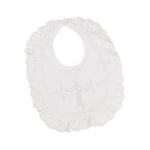Elegant Baby White Christening Bib - Girl