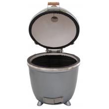 Grill Dome X-Large Infinity Series Silver BBQ Kamado Charcoal Grill Open