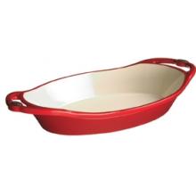 Lodge L Series Enamel Cast Iron 2 Quart Casserole Dish, Oval - Patriot Red