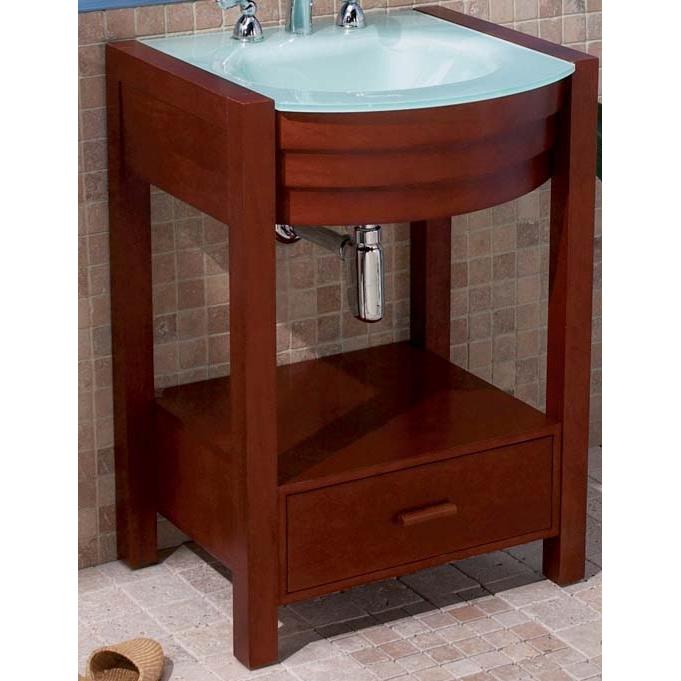 The Decolav Sag Harbour Bathroom Vanity W/Top And Integrated Sink With Mirror Cherry - 5114T-8CW-WH