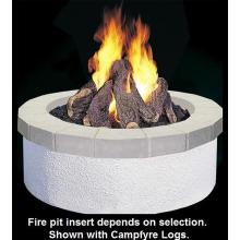 Peterson Outdoor Campfyre 34 Inch Propane Gas Manual Safety Pilot Fire Pit Package With Plain Concrete Ring And Sapphire Blue Glass