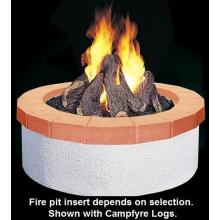 Peterson Outdoor Campfyre 34 Inch Propane Gas Manual Safety Pilot Fire Pit Package With Red Concrete Ring And Clear Glass