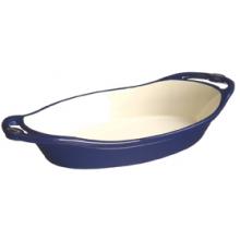 Lodge L Series Enamel Cast Iron 2 Quart Casserole Dish, Oval - Liberty Blue