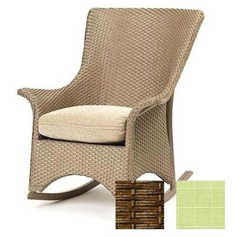 Lloyd Flanders Mandalay Porch Rocker In Bark Finish And Francois Willow Fabric. Lloyd Flanders Mandalay Porch Rocker In Bark Finish And Francois Willow Fabric.