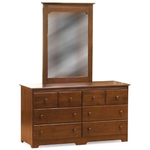 Atlantic Furniture Windsor 6 Drawer Dresser Antique Walnut W/ Portrait Mirror - 5030401