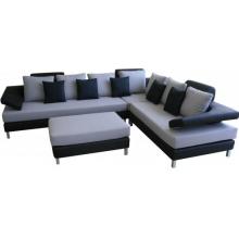 Sierra Fabric/Leather 4-pcs Sofa Set In Blue/Black