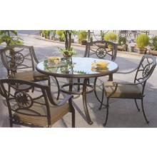 Darlee Ten Star Glass Top Cast Aluminum Patio Dining Set With Cushions - 48 Inch Round