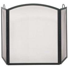UniFlame 54 Inch Black Wrought Iron Three Panel Fireplace Screen With Handles & Arch Top