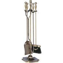 UniFlame 5 Piece Triple-Plated Antique Brass Fireset