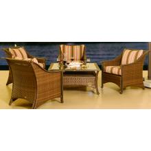 Shade Trends 5 Piece Amalfi Patio Lounge Set  - 4 Chairs, 42 Inch Square Woven Table - Capri Bark Fabric