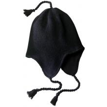 District Threads Knit Hat With Earflaps - Black