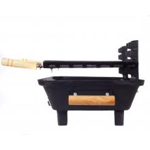 Side View Showing Wooden Handle And Cookign Grids