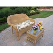 Oakland Living Resin Wicker 2 Piece Loveseat And Coffee Table Set With Cushions