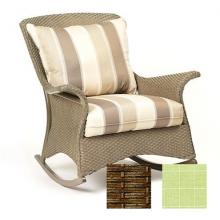 Lloyd Flanders Mandalay Rocker In Bark Finish And Francois Willow Fabric.