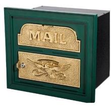 Classic Series Locking Column Mailbox Faceplate - Forest Green W/ Polished Brass