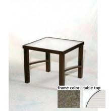 Keys 24 Inch Aluminum Square Occasional Table - Ribbed Glass With Scavo Bronze Frame