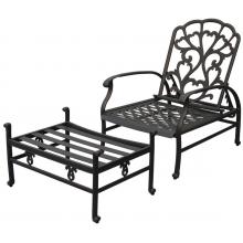 Darlee Catalina Adjustable Cast Aluminum Outdoor Patio Club Chair And Ottoman With Cushions - Antique Bronze