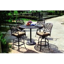Darlee Elisabeth Pedestal Outdoor Patio Bar Set With Cushions - 48 Inch Round - Antique Bronze