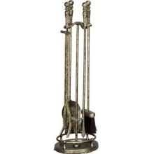 UniFlame 5 Piece Antique Gold Fireset W/ Ball Handles