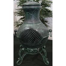 The Blue Rooster Etruscan Style Cast Aluminum Chiminea - Antique Green