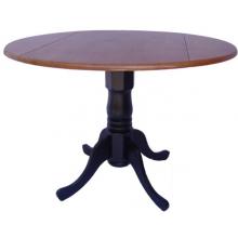 International Concepts Dining Essentials 42 Inch Round Dual Drop Leaf Ped Table - Black / Cherry - T57-42DP