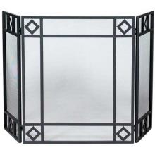 UniFlame 52 Inch Black Wrought Iron Three Panel Fireplace Screen With Diamond Design