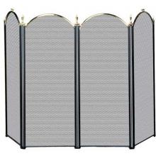UniFlame 52 Inch Black & Polished Brass Four Panel Fireplace Screen