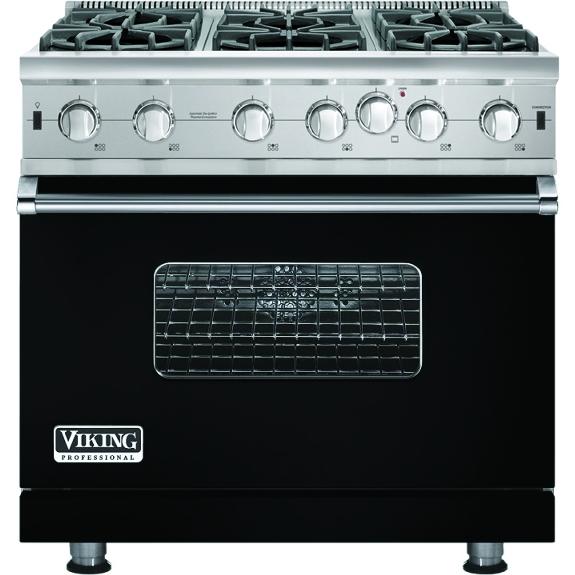 Viking VGIC536-6BLP 36-Inch Professional Series Propane Gas Range With 6 Burners - Black