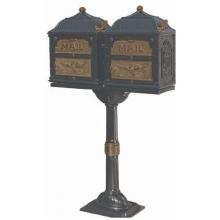 Classic Series Double Mount Locking Mailbox W/ Pedestal - Charcoal W/ Antique Bronze
