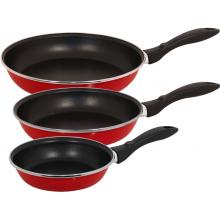 Provence Red Gloss Enamel On Steel 7 Inch, 9 Inch & 11 Inch Fry Pan Set (3 Pcs)