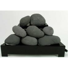 Rasmussen 20 Inch Dark Grey ALTERNA See-Thru Vent Free Natural Gas FireStones With Black Chassis And Variable Flame Remote