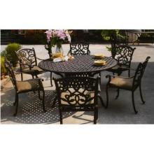 Darlee Santa Monica Cast Aluminum Outdoor Patio Dining Set With Cushions - 60 Inch Round - Antique Bronze