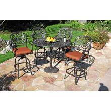 Caluco Florence Aluminum 48 Inch Bar Set With Four Barstools