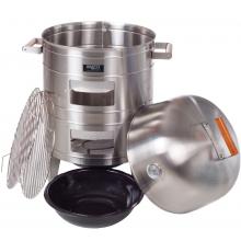 Smoker Disassembled Showing Water Pan And Cooking Grids