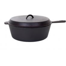 Cajun Cookware Fryers 6-Quart Seasoned Cast Iron Chicken Fryer With Basket - Fryer Closed View