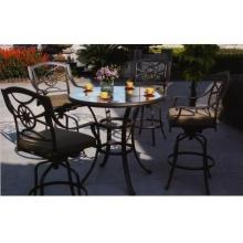 Darlee Ten Star Glass Top Cast Aluminum Bar Set With Cushions - 42 Inch Round