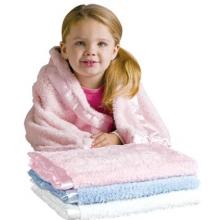 Terry Town Satin Trim Nordic Micro Chenille Baby Blanket - White