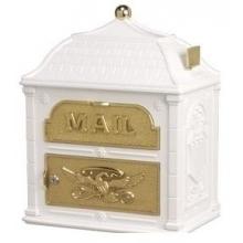 Classic Series Locking Mailbox Top Piece - White W/ Polished Brass