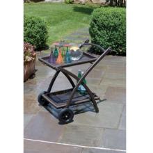 Alfresco Home Vento Outdoor Wicker Serving Trolley With Aluminum Base - Java