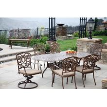 Darlee Florence Cast Aluminum Patio Dining Set With Swivel Rocker Chairs - 42 X 84 Inch Oval