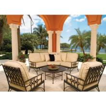 Windham Castings Provence Cast Aluminum Sectional Sofa Patio Lounge Set With Coffee Table