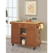 Powell Furniture - Medium Oak 3-Drawer Kitchen Butler - 534-477