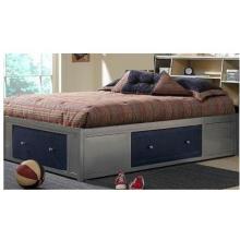Hillsdale Universal Silver And Navy Youth Storage Platform Bed With Bookcase Headboard 4 Piece Bedroom Set - Full - 1178472S4